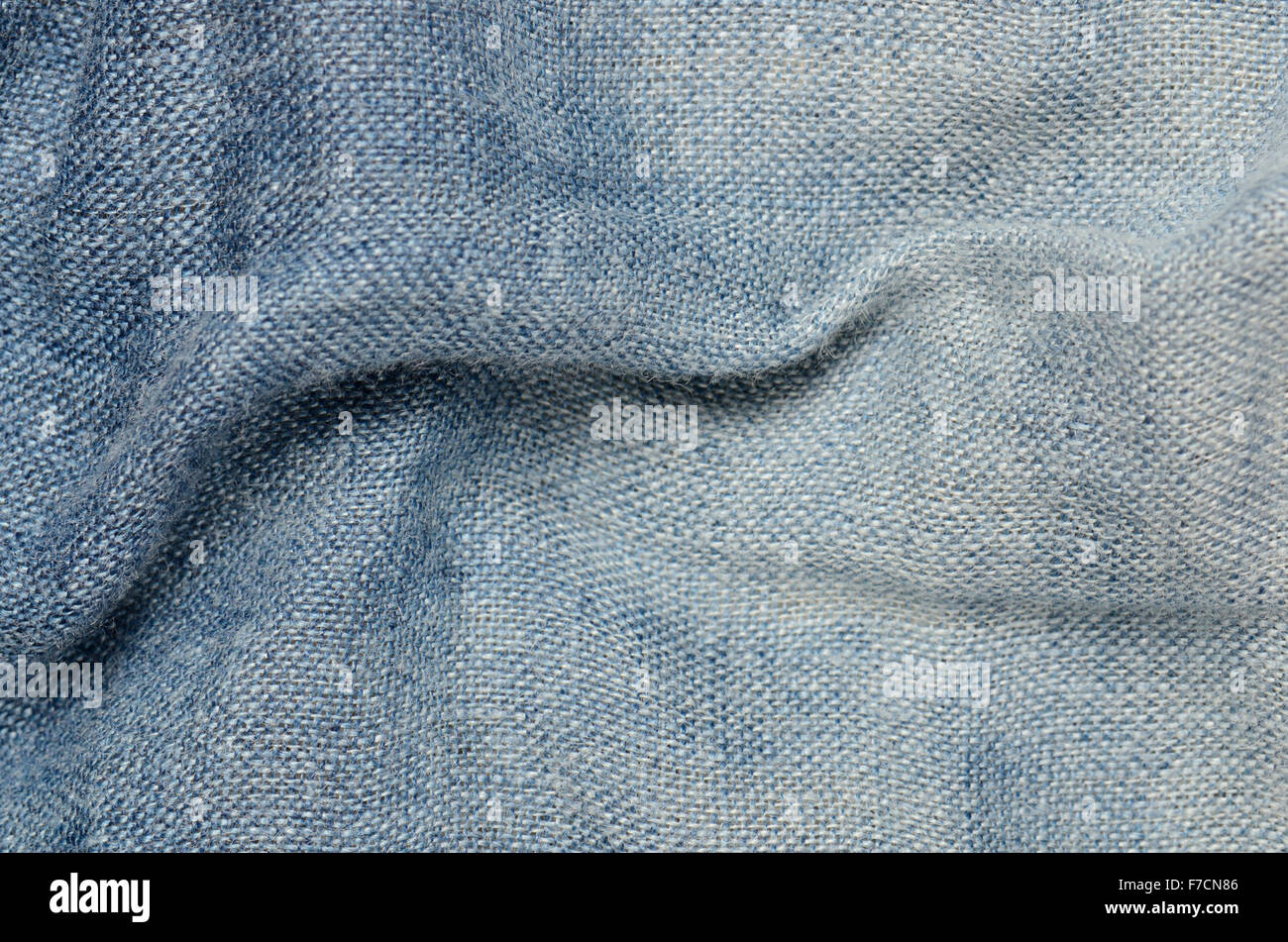 close up blue linen texture background Stock Photo