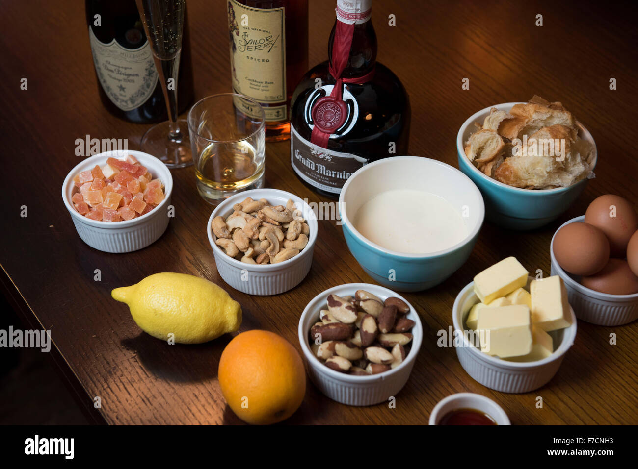 A selection of christmas pudding ingredients. Stock Photo