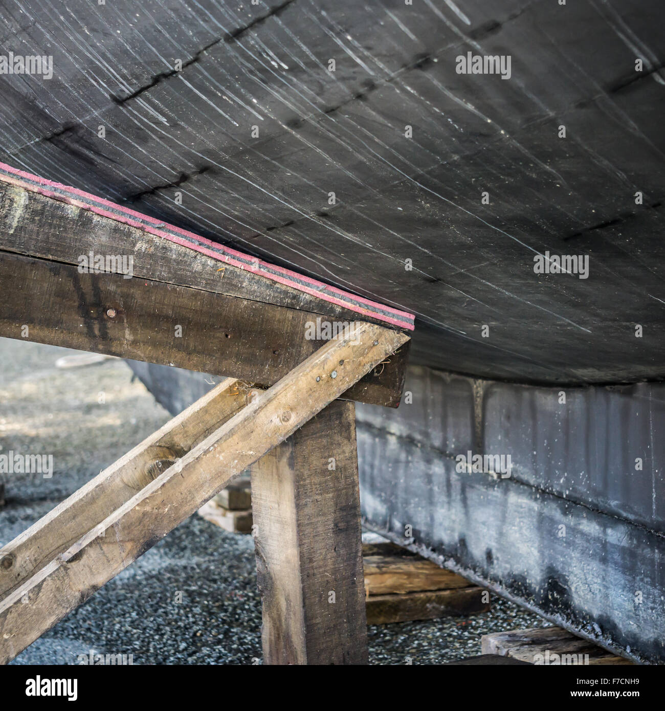 Boat Yard. Classic Wooden Sailing Boat view of Hull Stock Photo Alamy