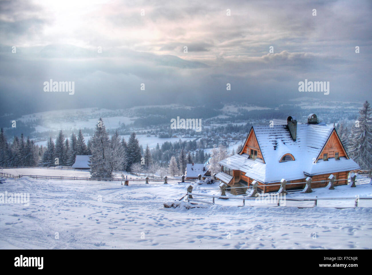 Winter house in the mountain Stock Photo