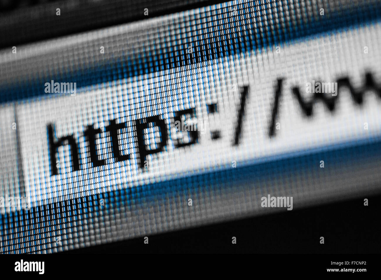 A photograph of a browser showing 'https://www.' Stock Photo