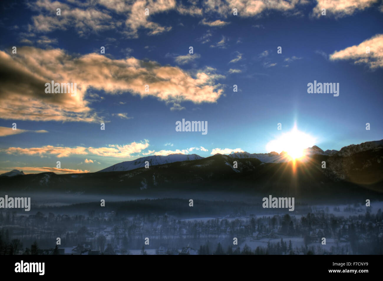 Winter landscape in the morning light Stock Photo