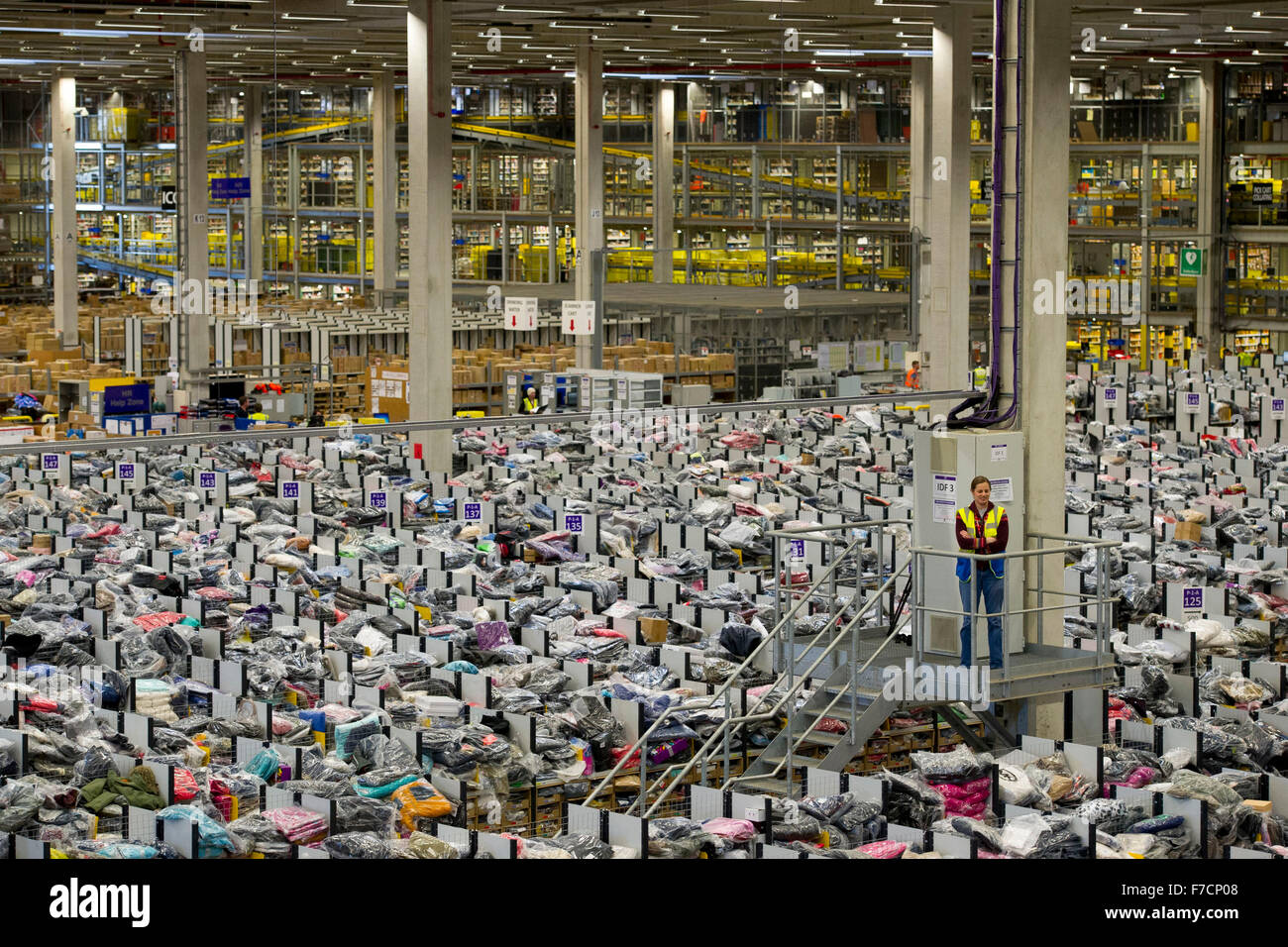 The Amazon warehouse fulfillment centre in Swansea, South Wales. Amazon have hired an number of extra staff for Christmas. Stock Photo