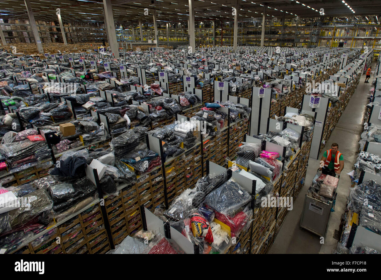 The Amazon warehouse fulfillment centre in Swansea, South Wales. Amazon have hired an number of extra staff for Christmas. Stock Photo