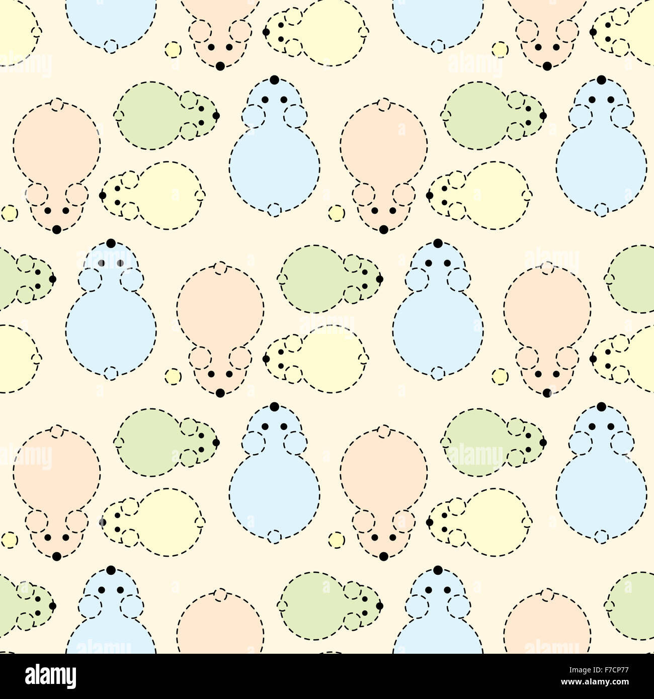 Seamless pattern, funny bears, top view Stock Photo