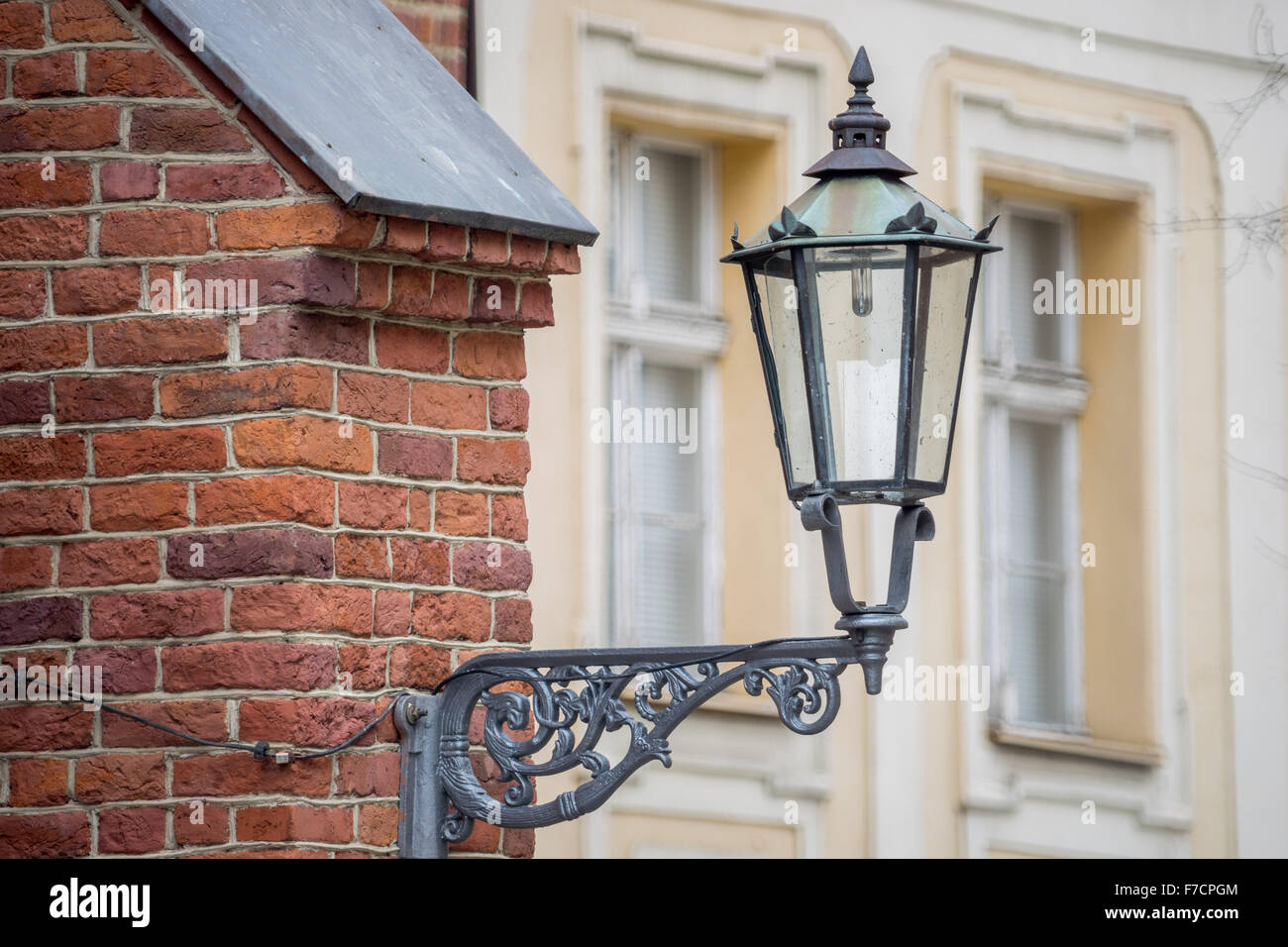 Old gas lamps Ostrow Tumski Wroclaw Stock Photo