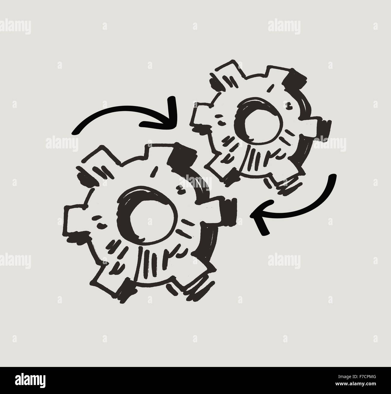 gear mechanism or work. doodle. vector illustration Stock Vector