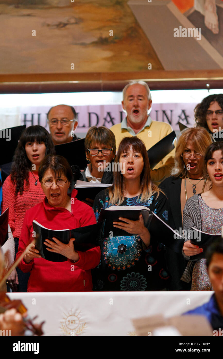 choir rehearsing in a church. Stock Photo