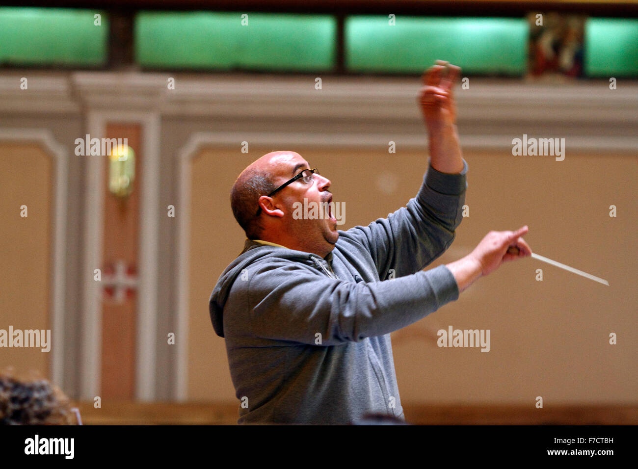 Conductor conducting a rehearsal. close up. Stock Photo