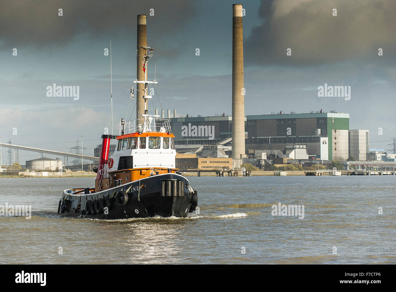The tug Christine steaming to its berth at Gravesend on the River Thames. Stock Photo