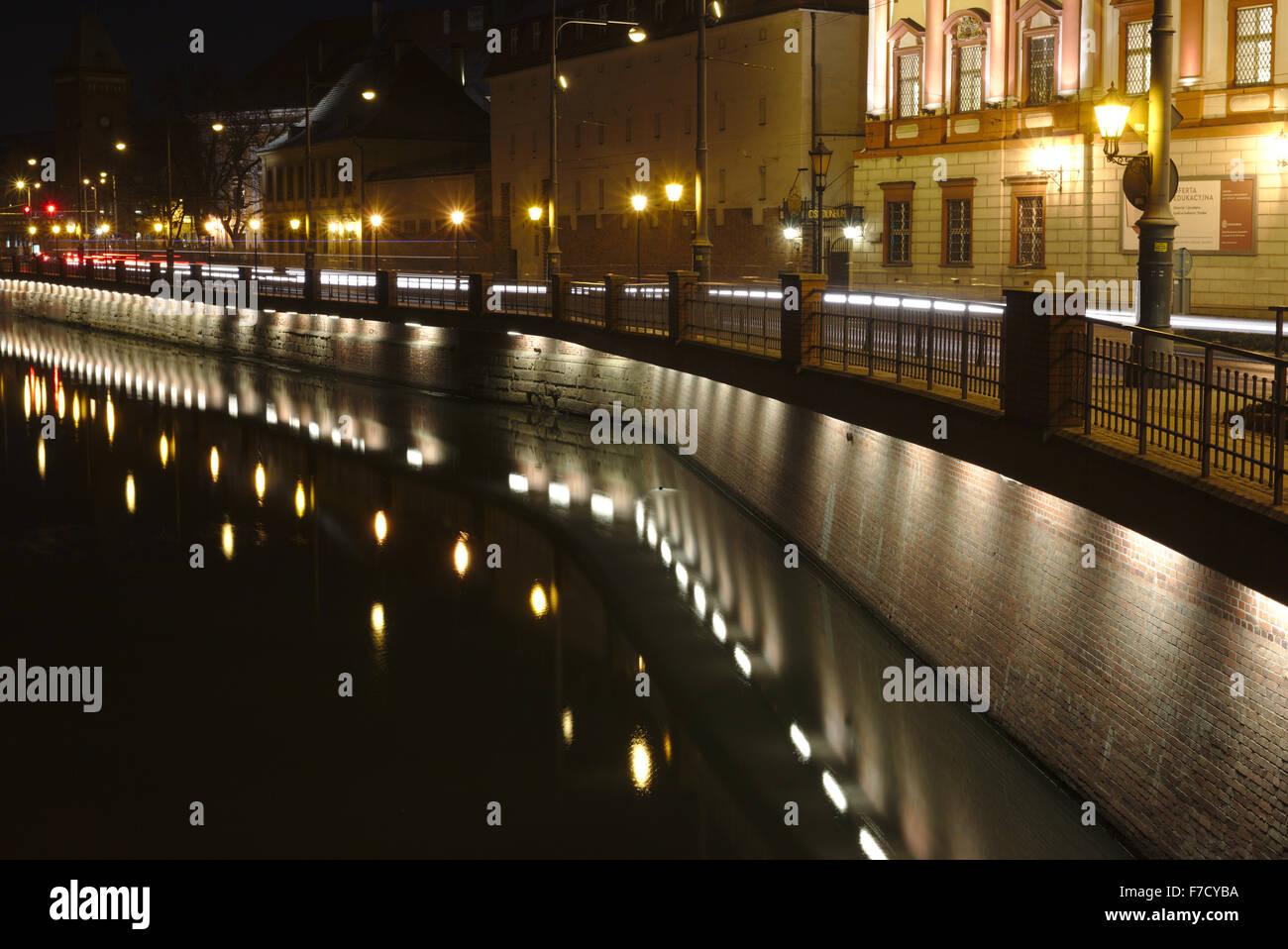 Grodzka Street in Wroclaw, at night Stock Photo