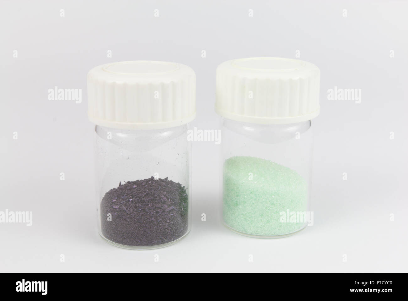 Inorganic salts in glass phials Stock Photo