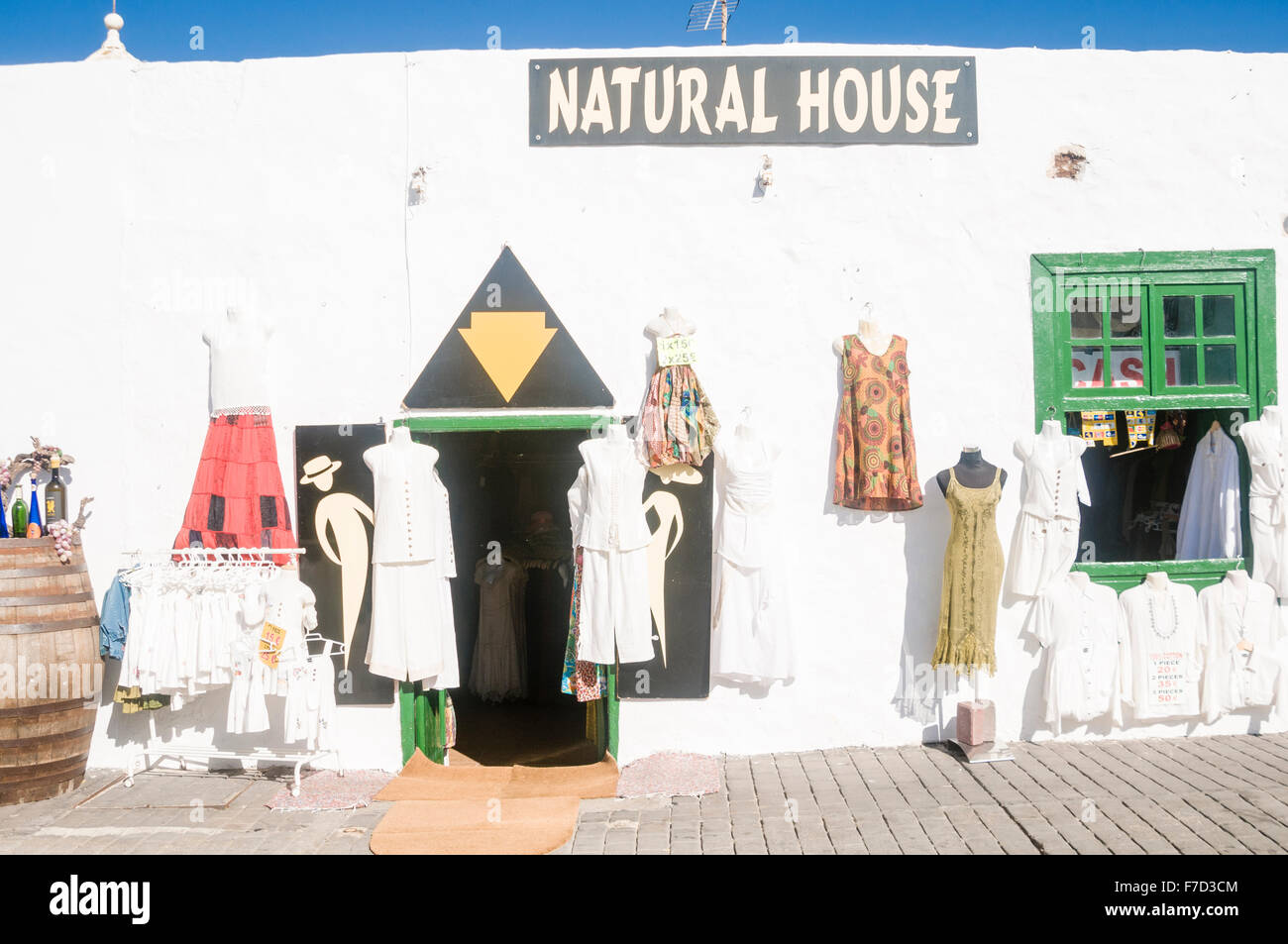 Natural cotton shop in a Spanish town on Lanzarote Stock Photo