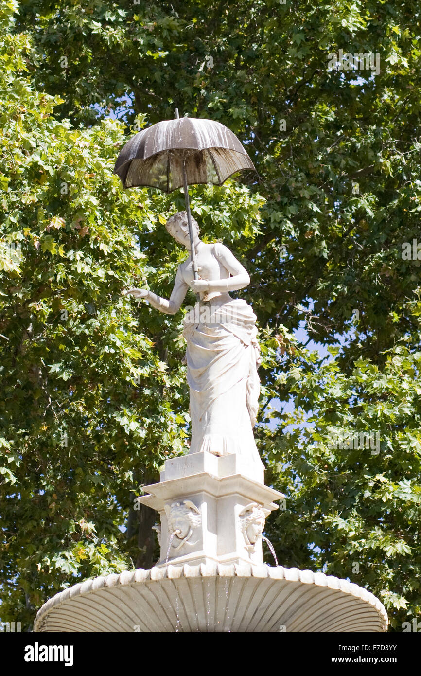 The lady with the umbrella statue in the Parc de la Ciutadella Stock Photo
