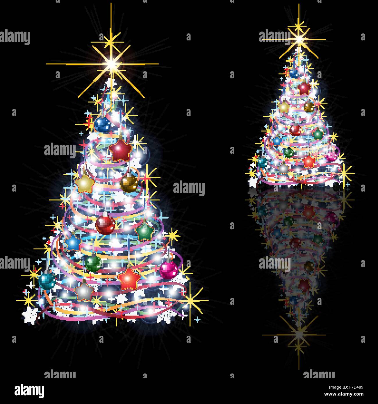 Abstract Christmas tree isolated on black background Stock Vector