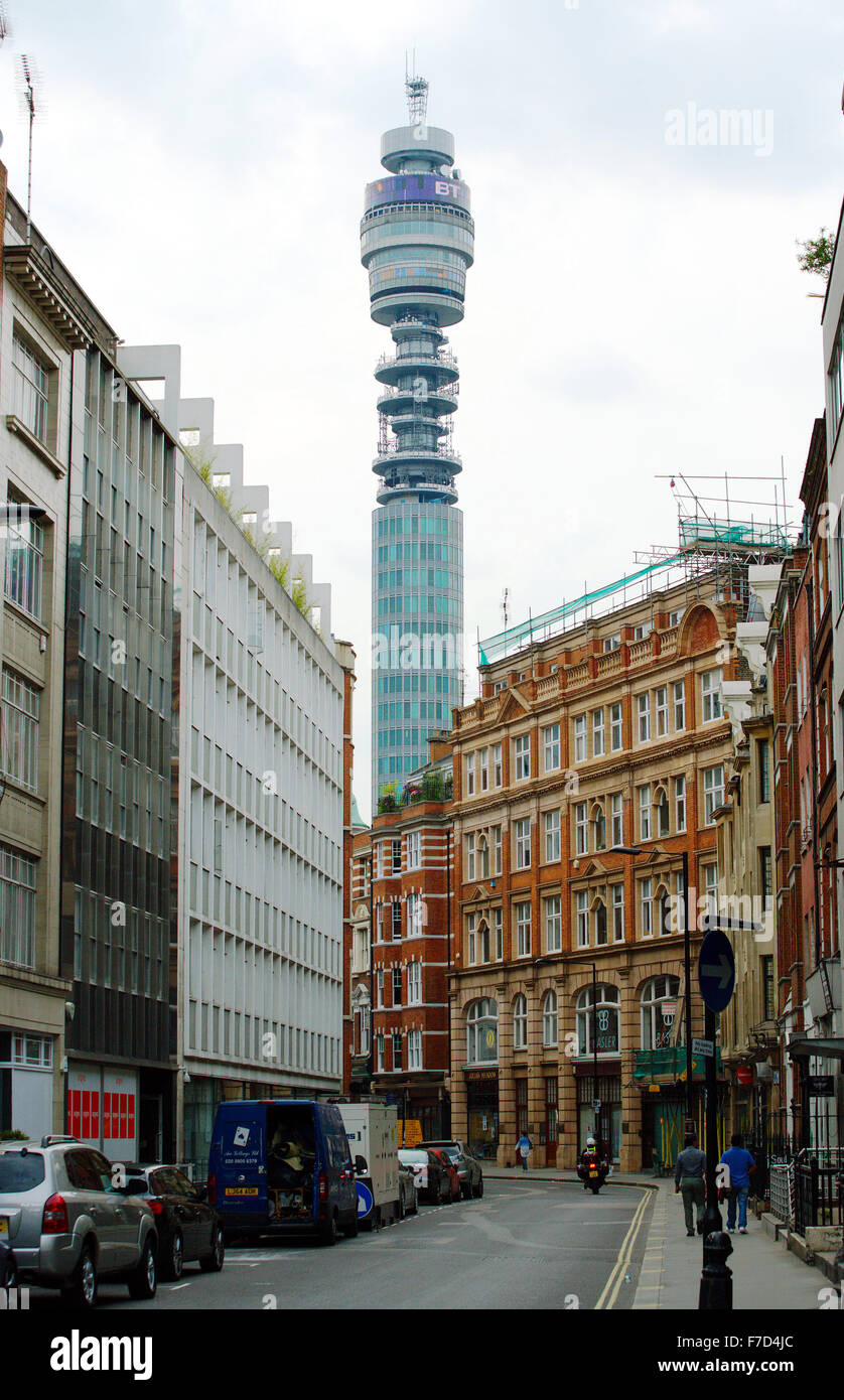 The British Telecom BT Tower, Fitzrovia, London. AKA Post Office Tower AKA London Telecom Tower Stock Photo