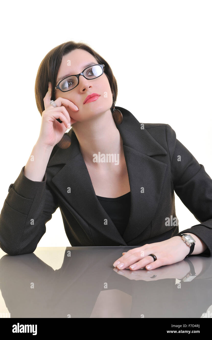 business woman portrait isolated on white Stock Photo - Alamy