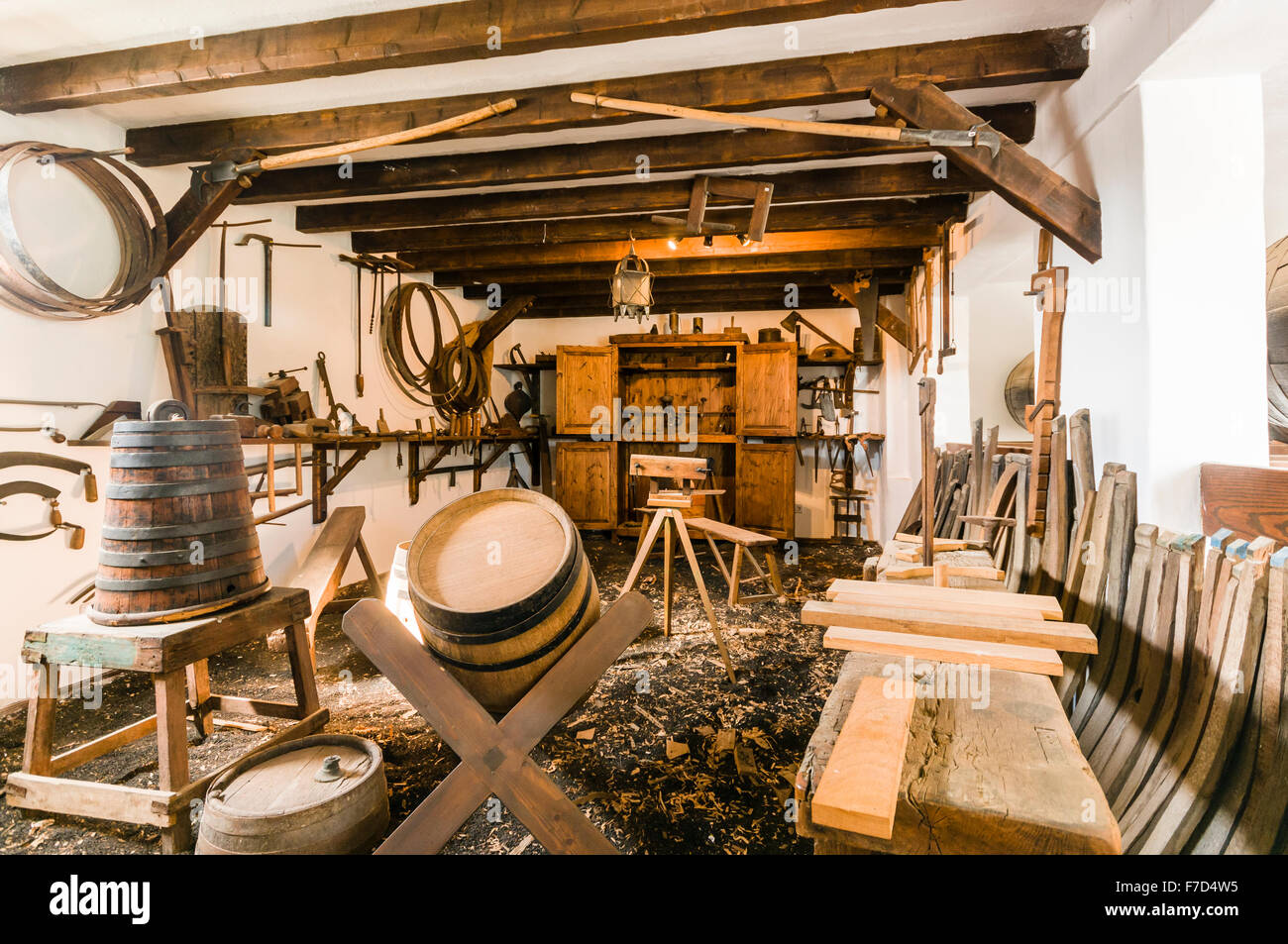 Cooper's workshop at the El Grifo (The Griffin) vineyard, bodega and  museum, San Bartolomé, Lanzarote Stock Photo - Alamy