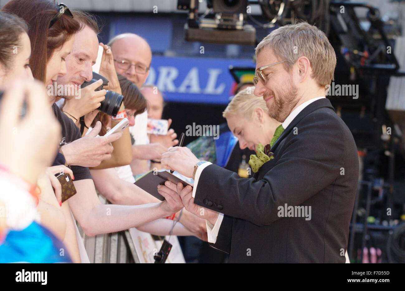 Martin Freeman and Amanda Abbington sign autographs at the Arqiva British Academy Television Awards. Stock Photo