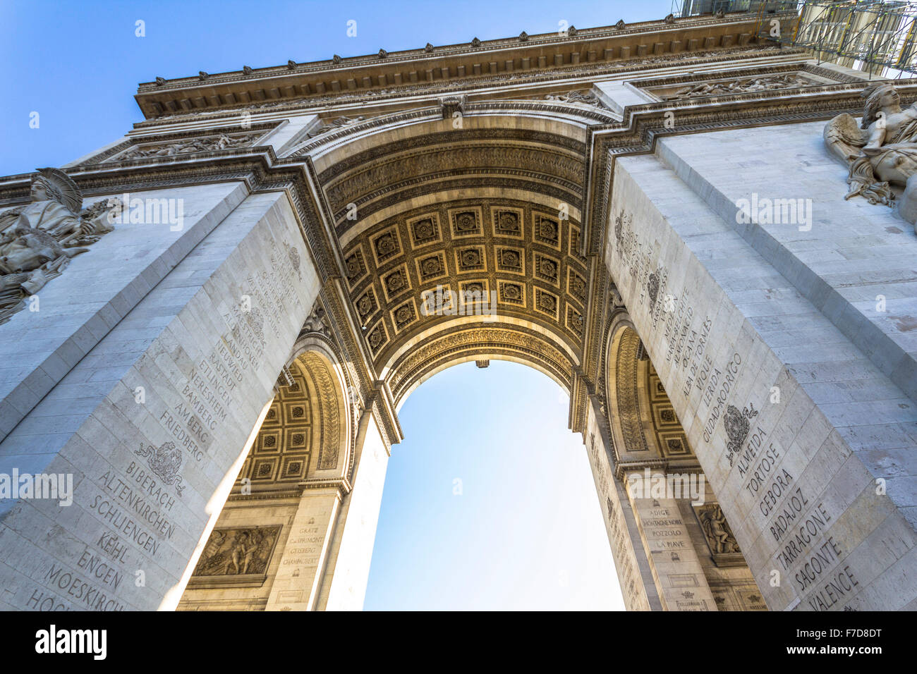The Arc de Triomphe from below in Paris Stock Photo - Alamy