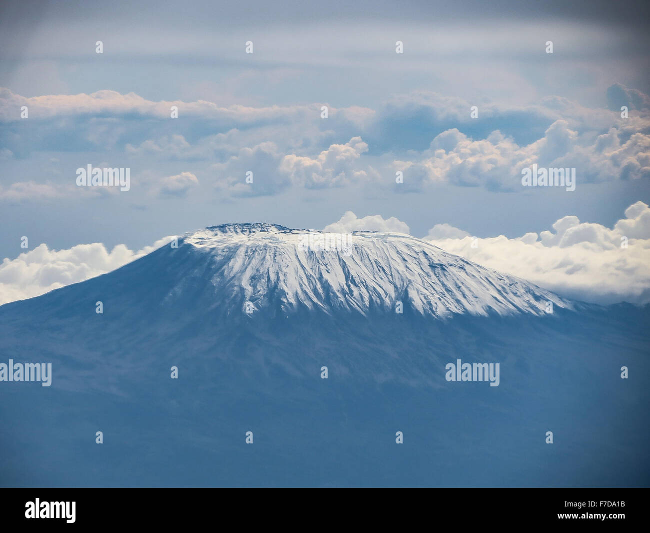 Kilimanjaro (Kibo) seen from a plane Stock Photo