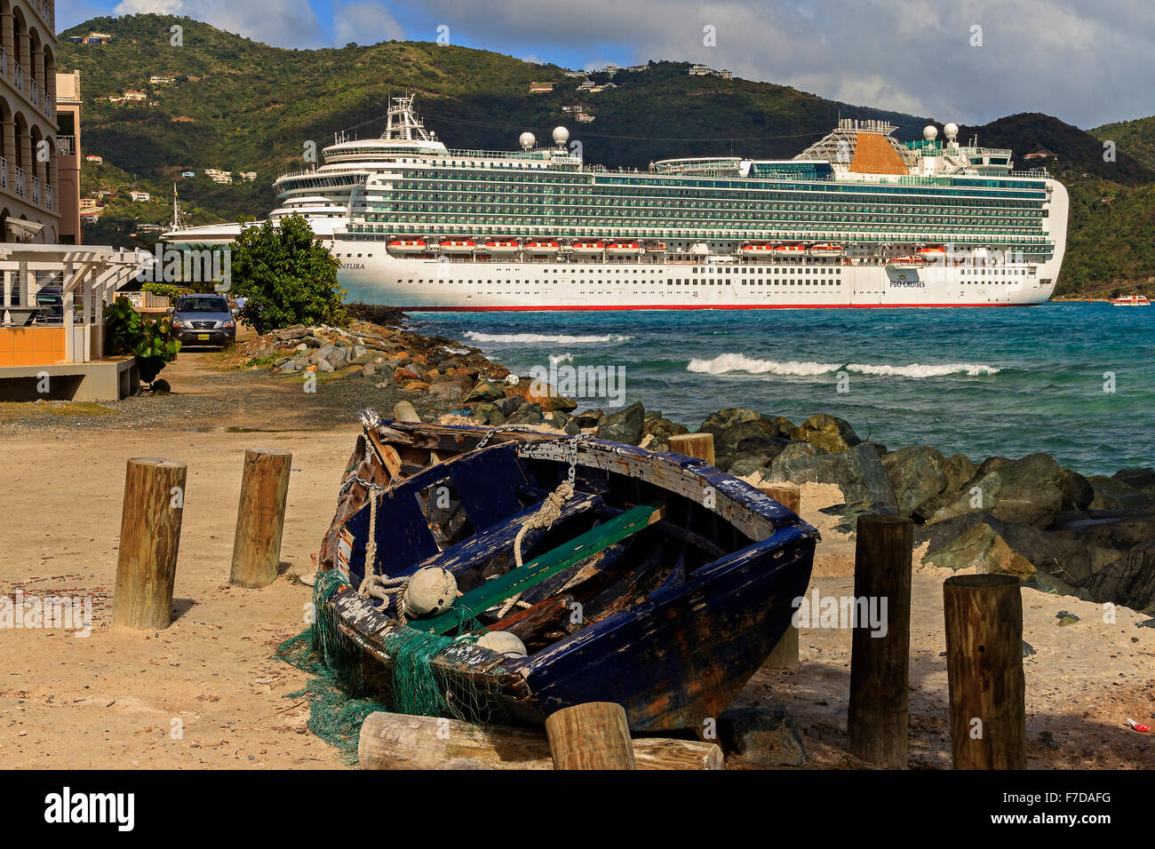 Cruise Ship and Old Boat Tortola British Virgin Islands Stock Photo Alamy