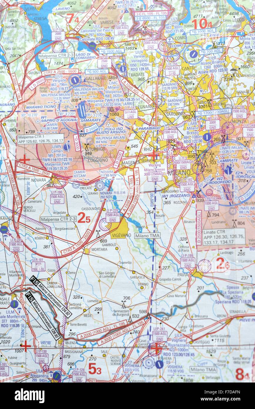 Aircraft navigation chart Stock Photo
