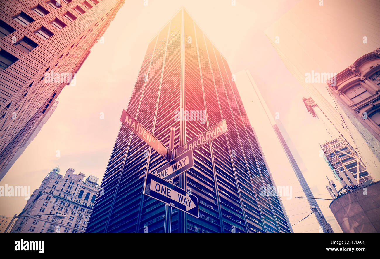 retro-old-film-style-photo-of-street-signs-in-manhattan-nyc-stock