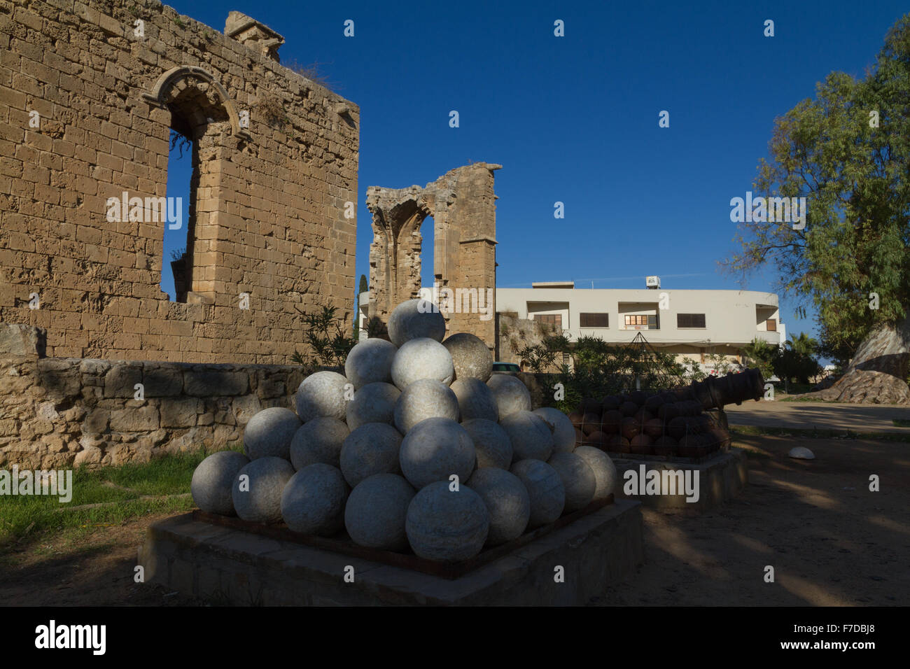 Ottoman cannon balls in Namik Kemal Square, Famagusta, Turkish Republic