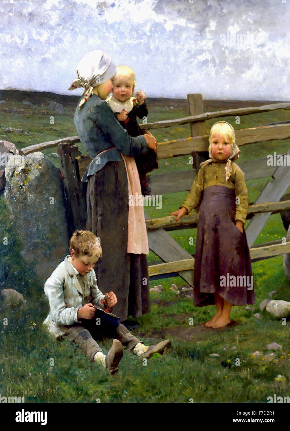 A barrier Dalby, in Skane 1884 Hugo Salmson 1843 - 1894 Sweden Swedish Stock Photo