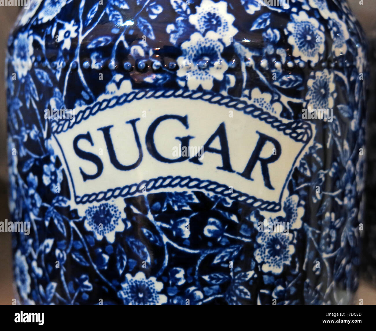 Dutch Delft Pottery Sugar Jar in blue & white Stock Photo