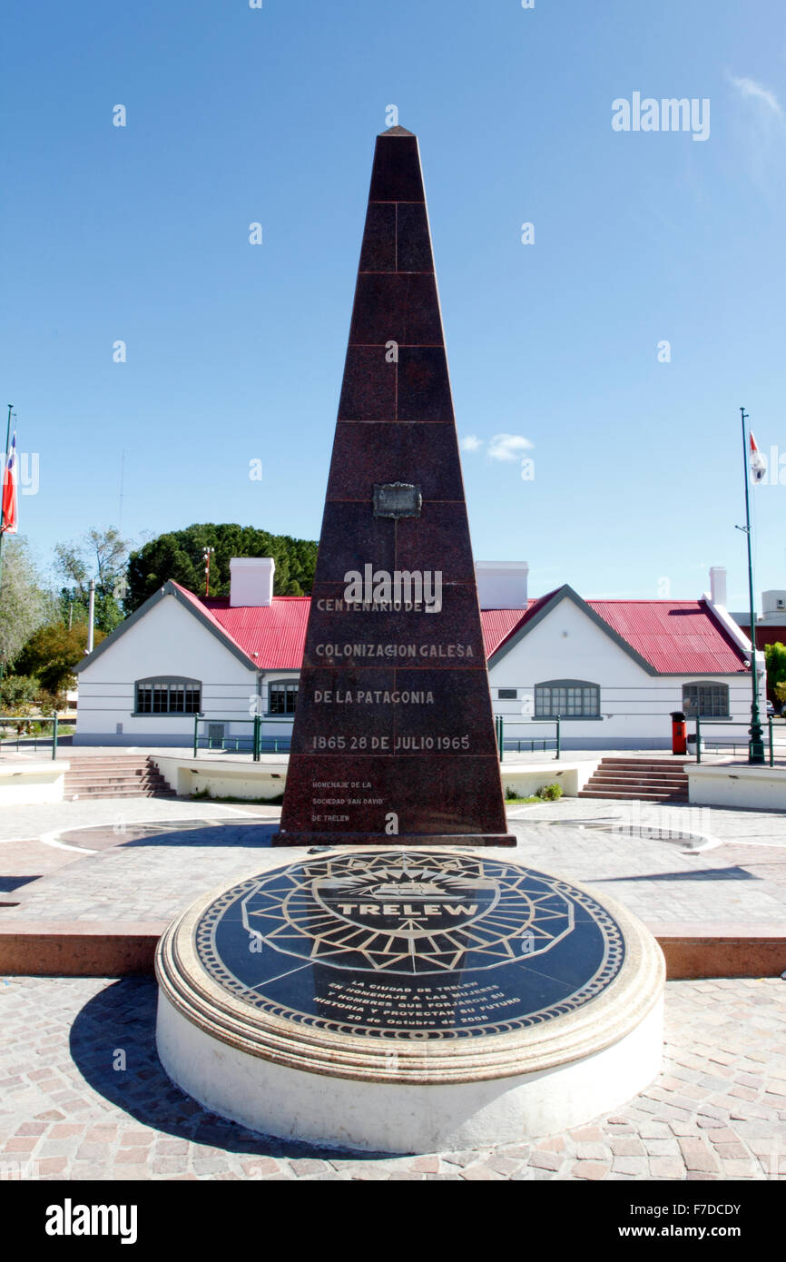 100 years monument to celebrate the arrival of the Welsh in Patagonia. 1865-1965. Trelew, Argentina. Stock Photo