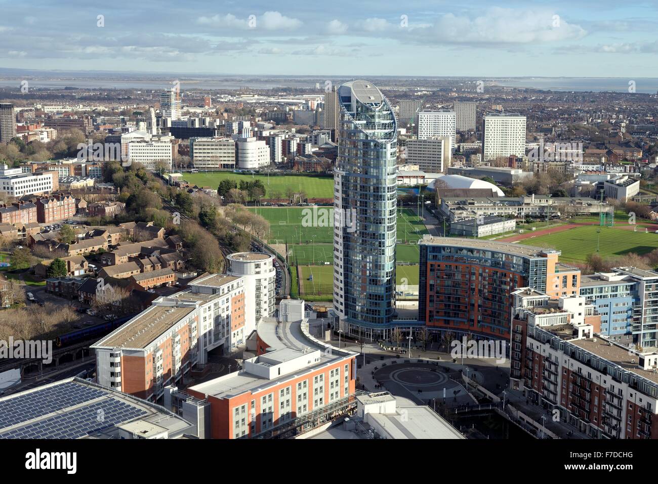 Aerial view of Portsmouth city centre Hampshire UK Stock Photo