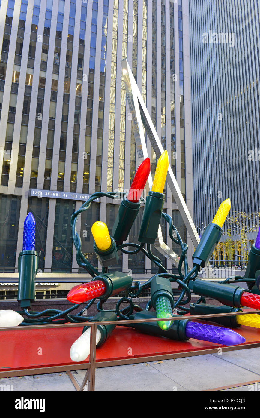 Giant Christmas lights decoration in Manhattan, New York Stock Photo