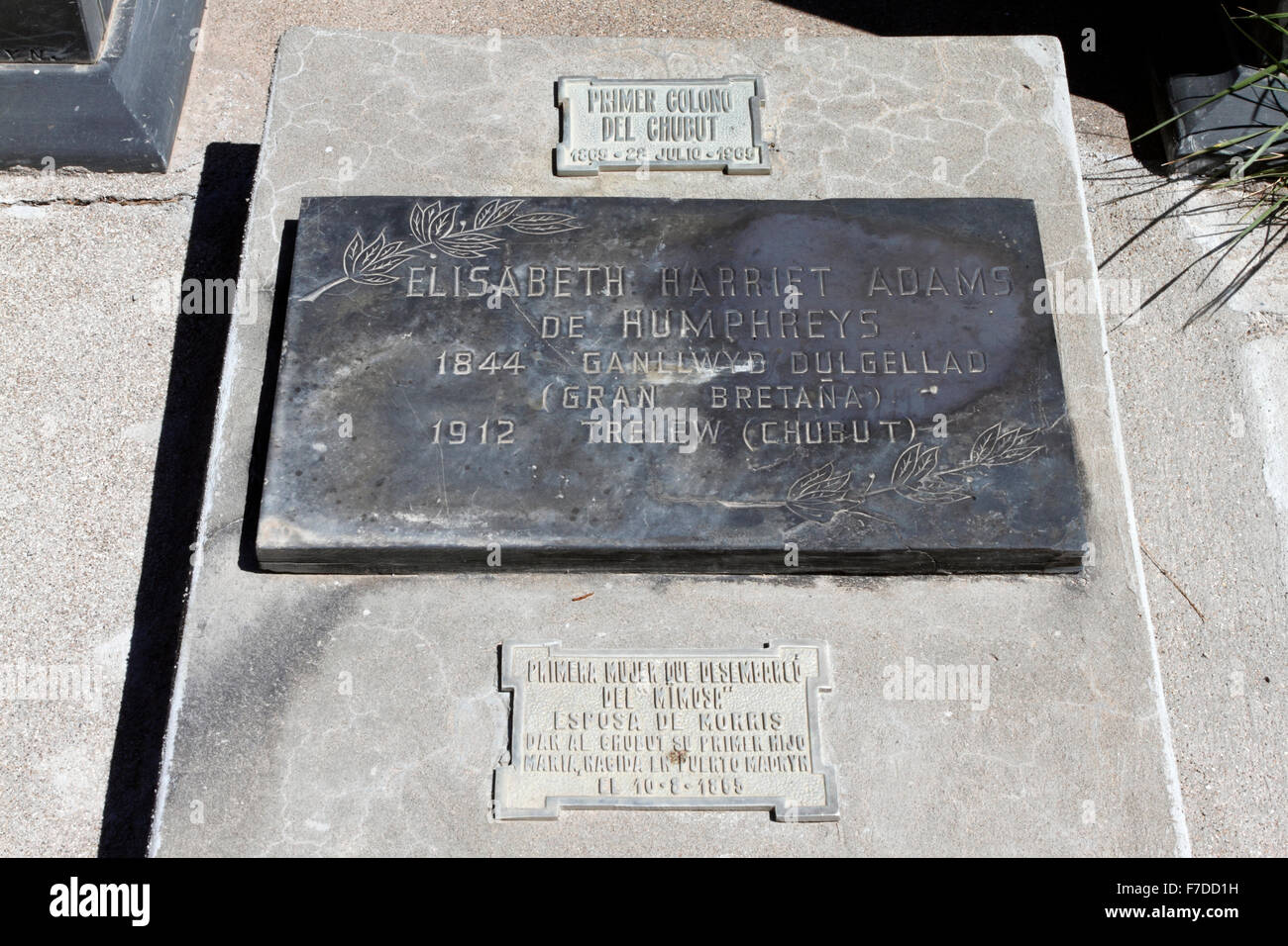 Elizabeth Humphreys grave, one of the first Welsh colonists of Chubut. Stock Photo