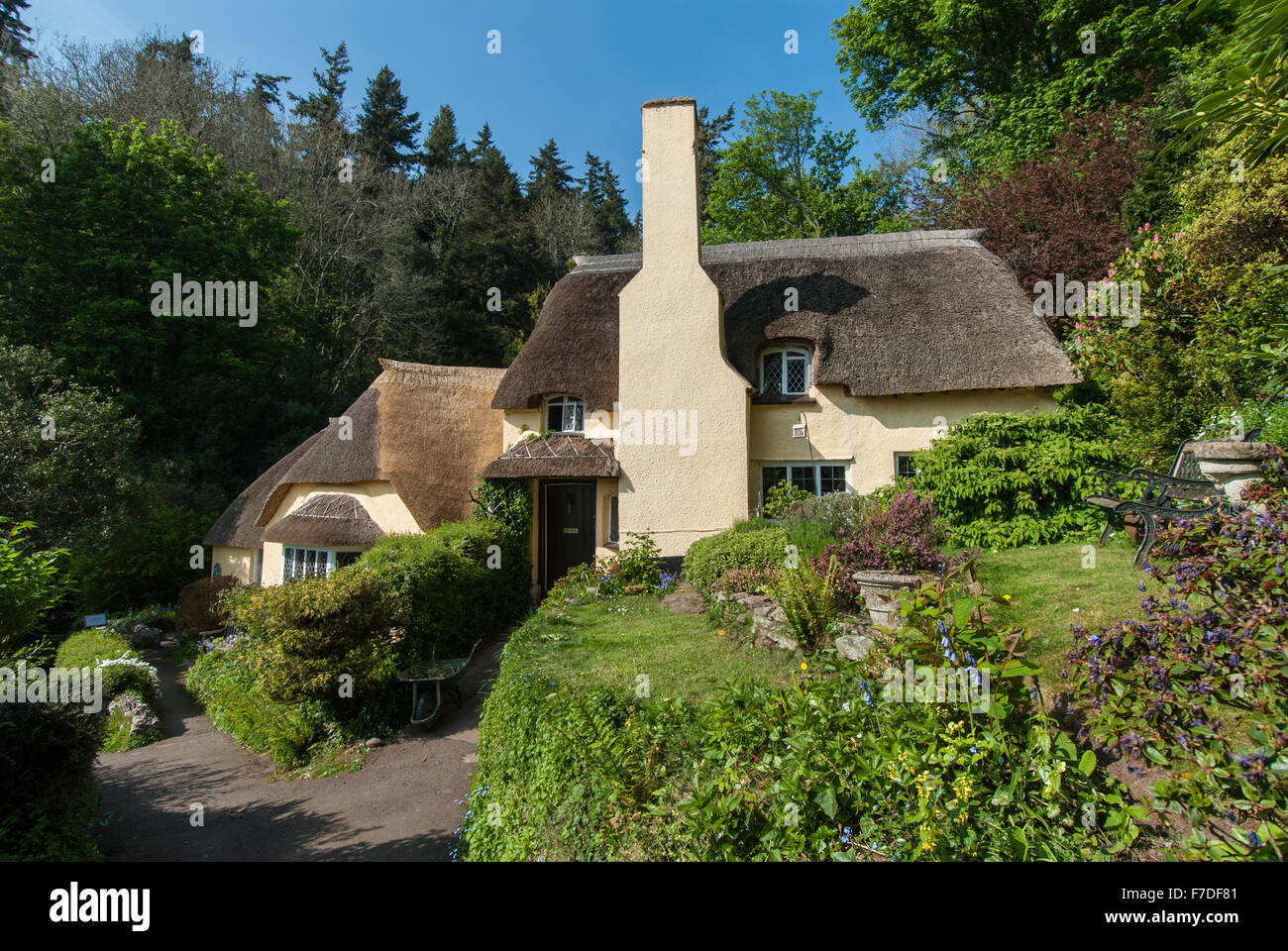 Thatched cottage in the village of Selworthy on the National Trust