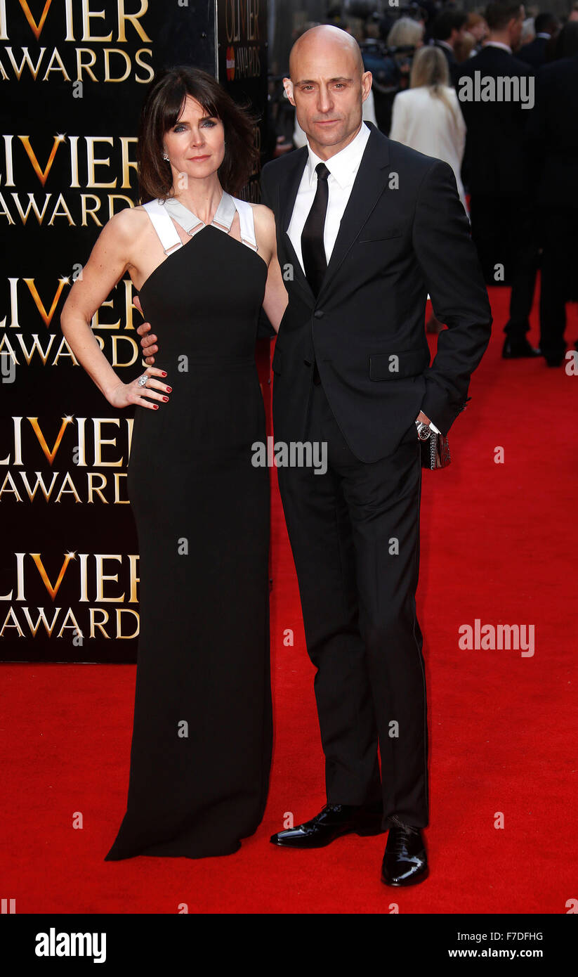 Apr 12, 2015 - London, England, UK - Mark Strong and Liza Marshall attending The Olivier Awards 2015, Royal Opera House, Covent Stock Photo