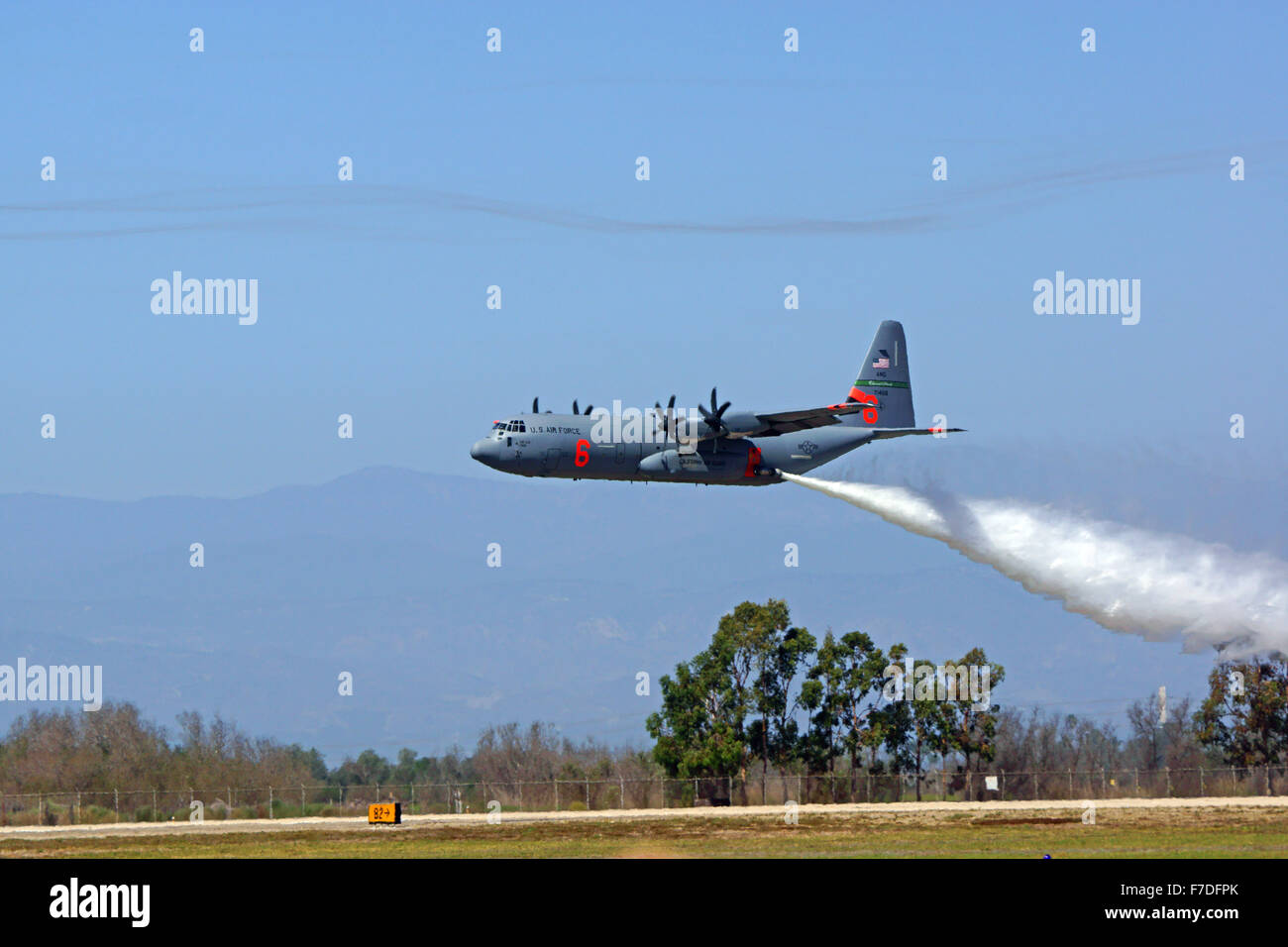 Airplane Fire C130 aircraft flying at 2015 Pt Mugu Air Show Stock