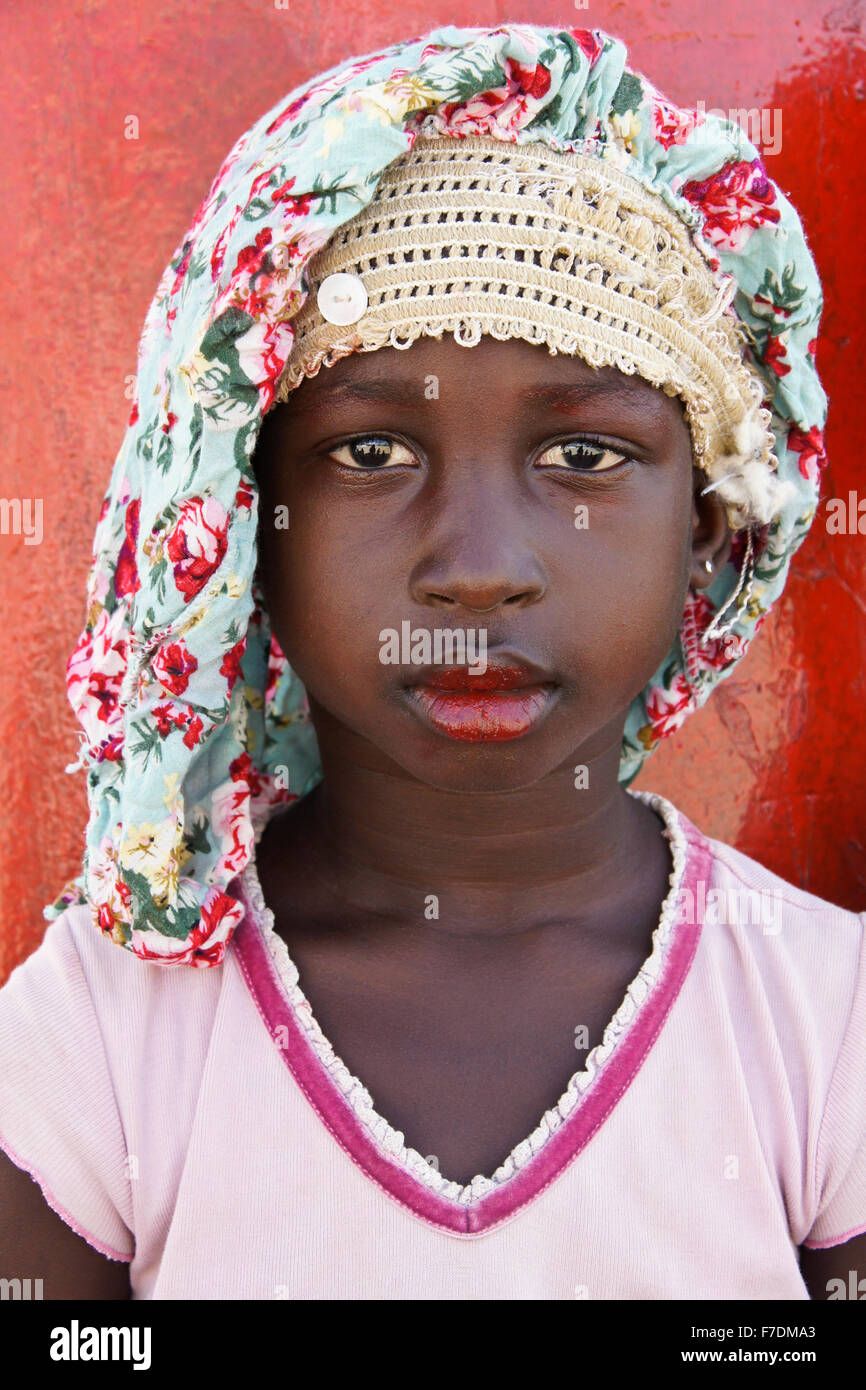 Beautiful young girl wearing lipstick, Cape Coast, Ghana Stock Photo