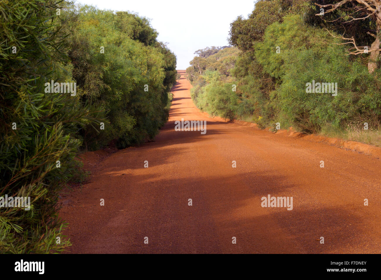 Rustic road near Pardana and Stokes Bay on Kangaroo Island in South Australia. Stock Photo