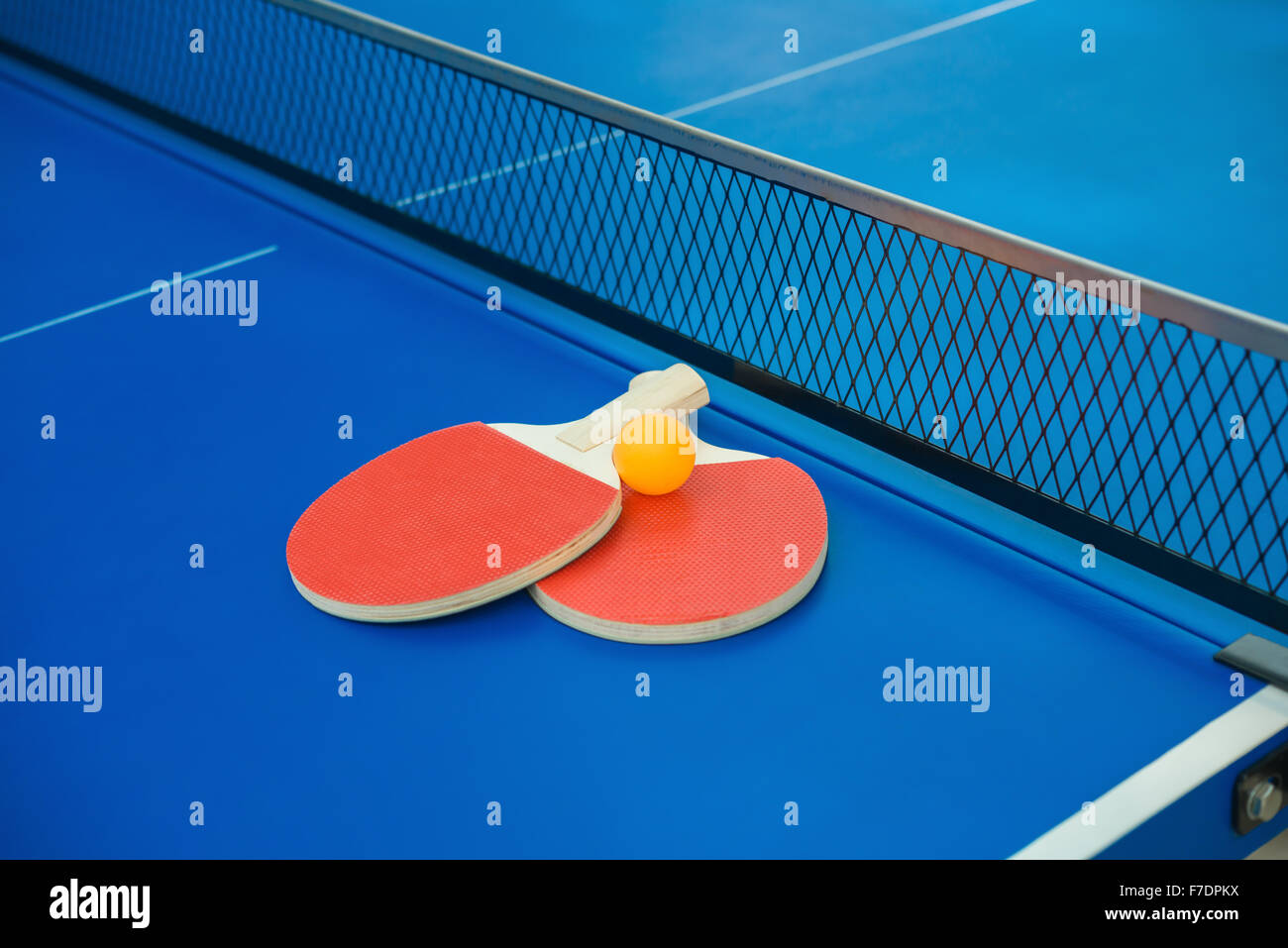 pingpong racket and ball Stock Photo