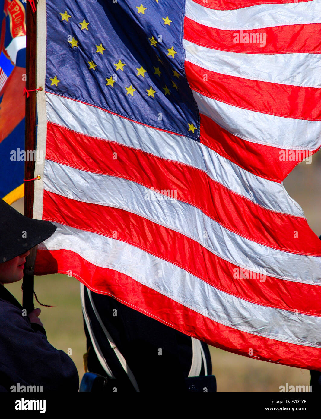 American flag from the U.S. Civil war era at a civil war reenactment