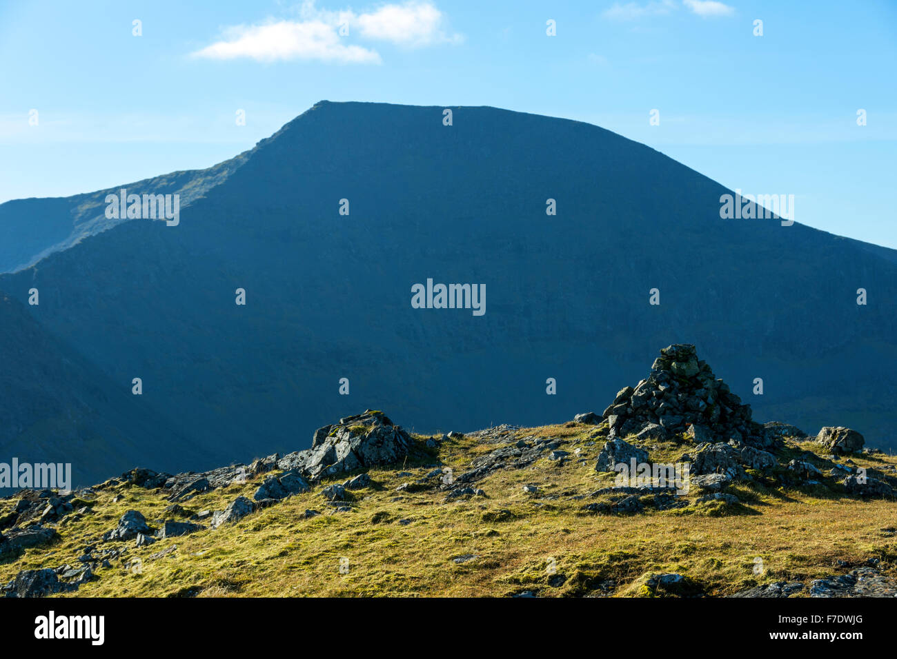 The A' Chioch ridge (on left) and Ben More from the summit of Beinn Fhada, Isle of Mull, Argyll and Bute, Scotland, UK Stock Photo