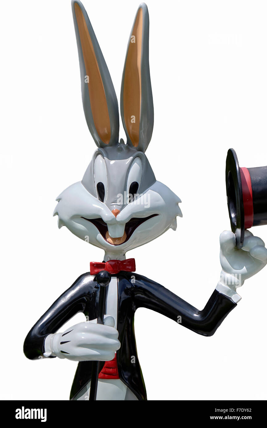Bugs Bunny statue, Cutout,  white background Stock Photo