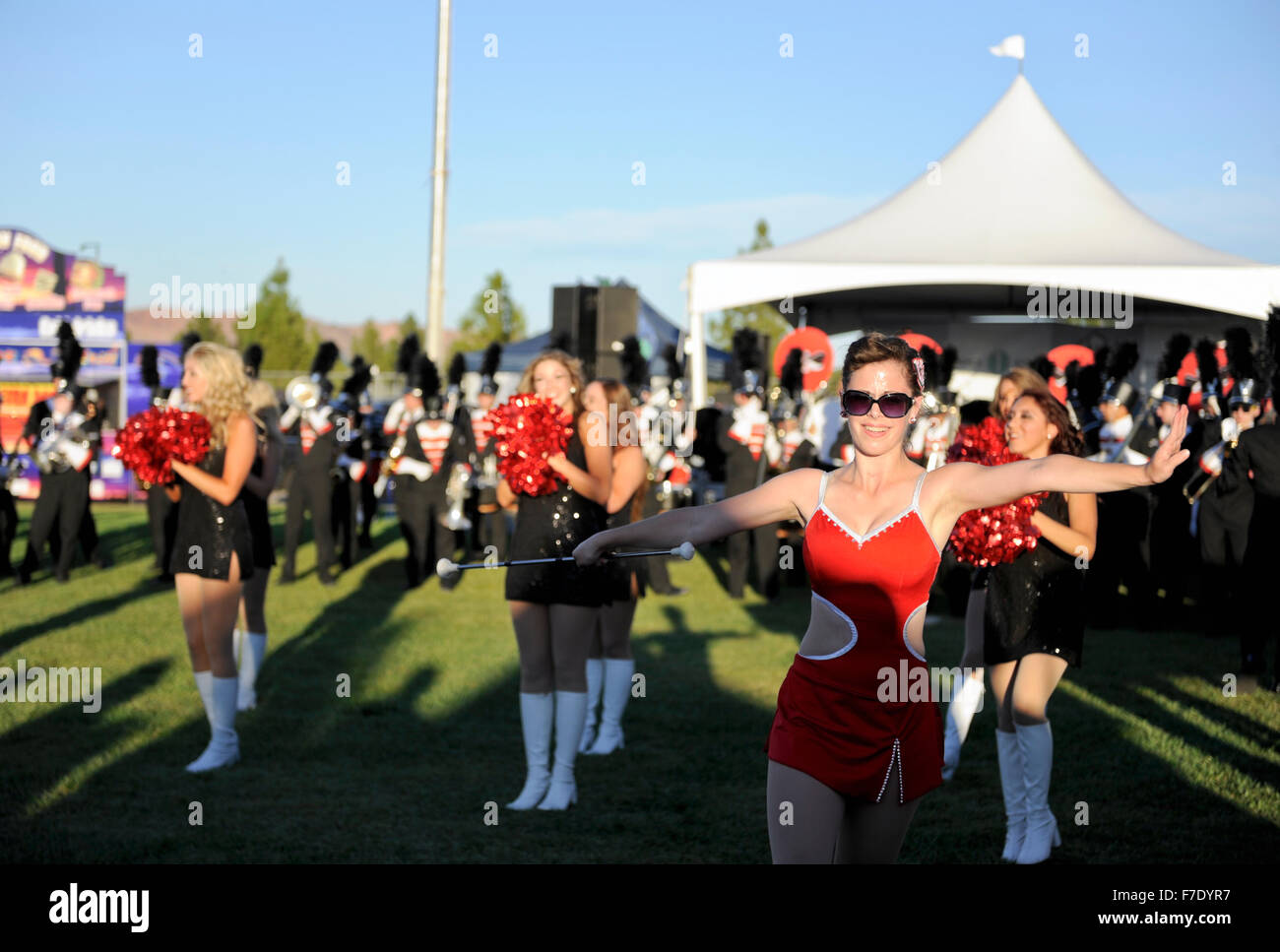 The UNLV (University of Las Vegas) Rebels Cheerleaders at a Rebels Football pre-game event Stock Photo
