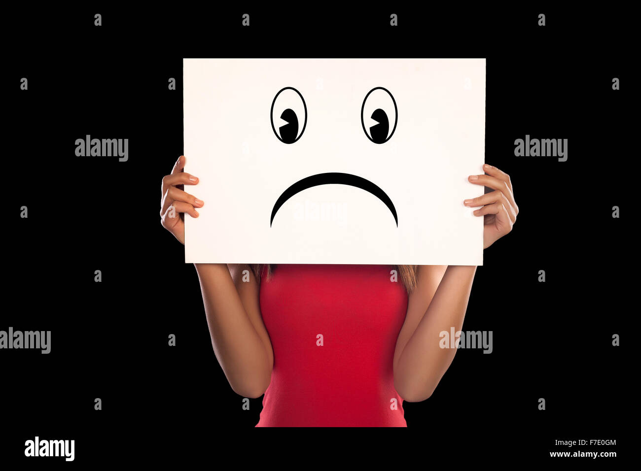 Young Woman with Sad emotion. Stock Photo