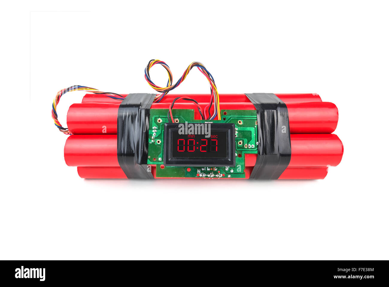 bomb with digital timer isolated Stock Photo