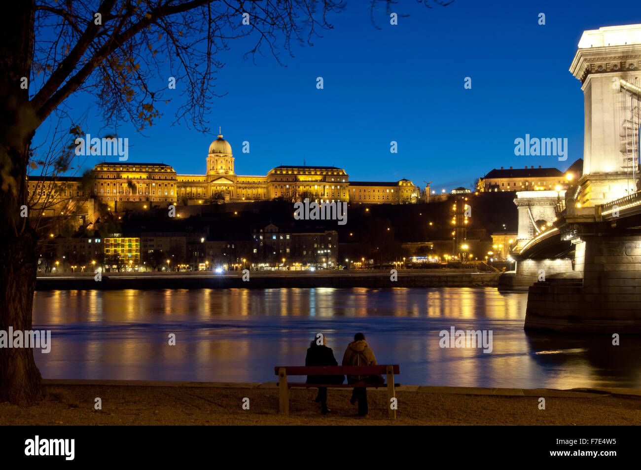 Budapest view with Chain Bridge and Buda Castle Stock Photo - Alamy