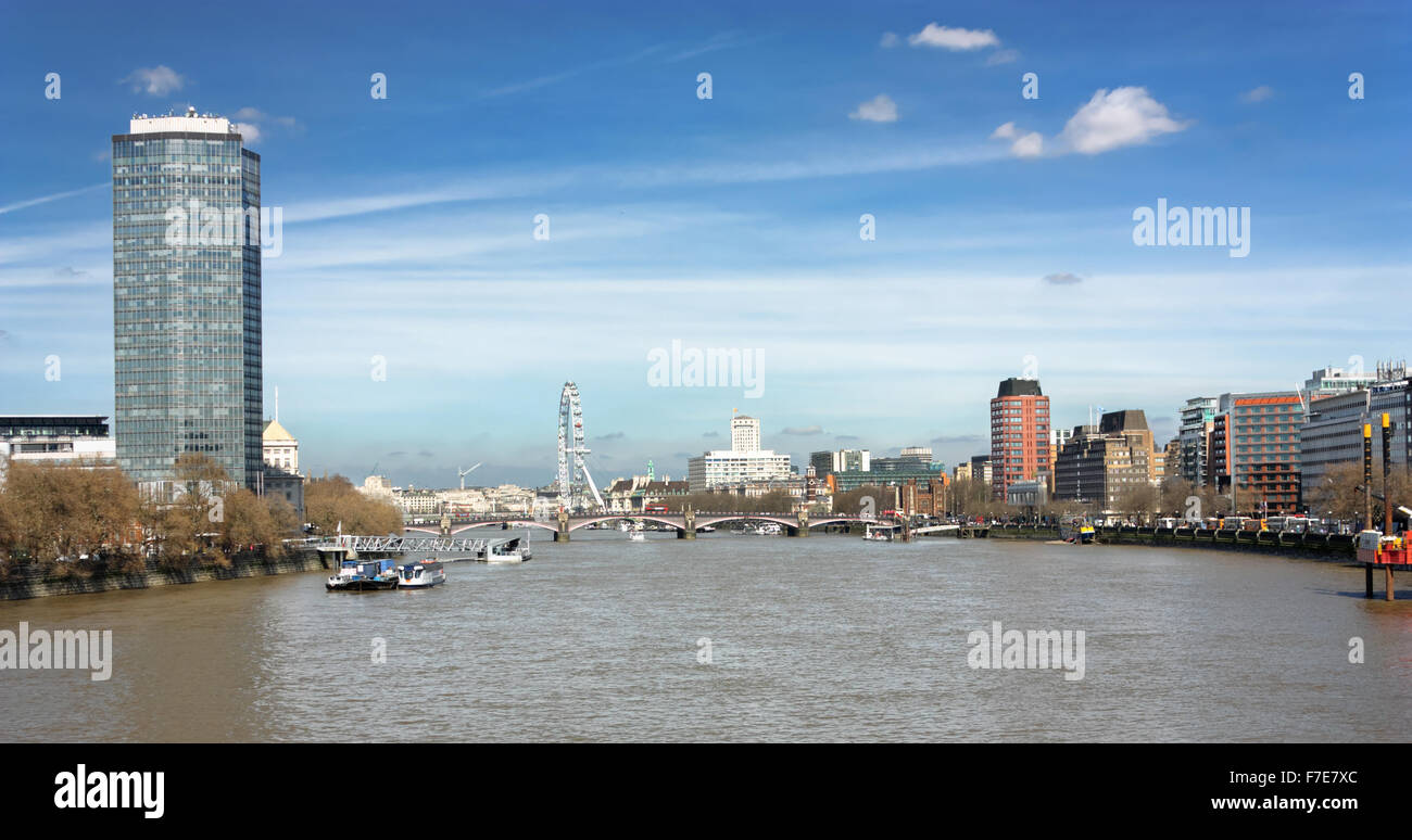 View of the Thames from Vauxhall Bridge towards London Eye Stock Photo