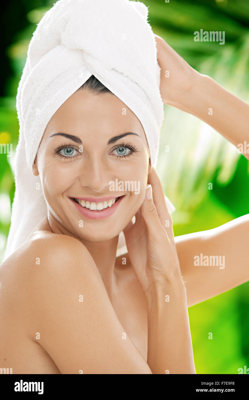 portrait of young beautiful woman in spa environment Stock Photo - Alamy